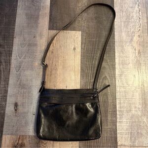 HOBO Black Leather Crossbody Bag Organizer Purse Adjustable Strap